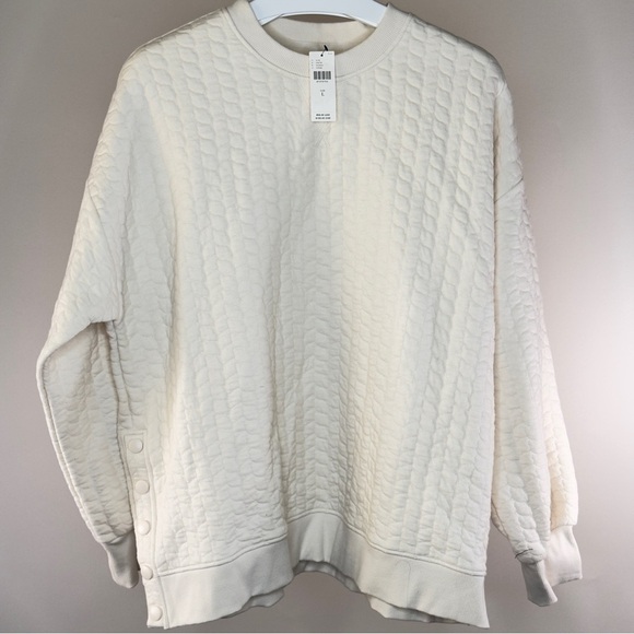 NWT Anthropologie Grey State Long-Sleeve Quilted Teddy Pullover Sz L - Picture 12 of 14